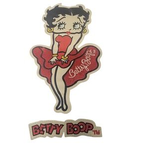 Betty Boop Large Embroidered Patch Set 2 Pc Red Dress Madonna Vintage Style 10"